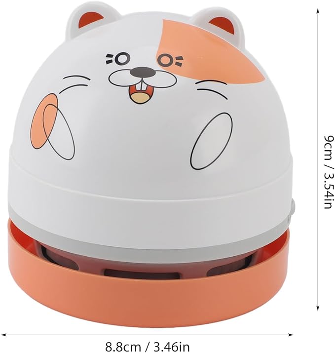 aqxreight Cute Cartoon Desktop Vacuum Desktop Cleaner with Vacuum Nozzle Cleaning Brush Portable Mini Table Dust Cleaner for Cleaning Dust Crumbs Computer Car (Hamster)