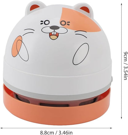 aqxreight Cute Cartoon Desktop Vacuum Desktop Cleaner with Vacuum Nozzle Cleaning Brush Portable Mini Table Dust Cleaner for Cleaning Dust Crumbs Computer Car (Hamster)
