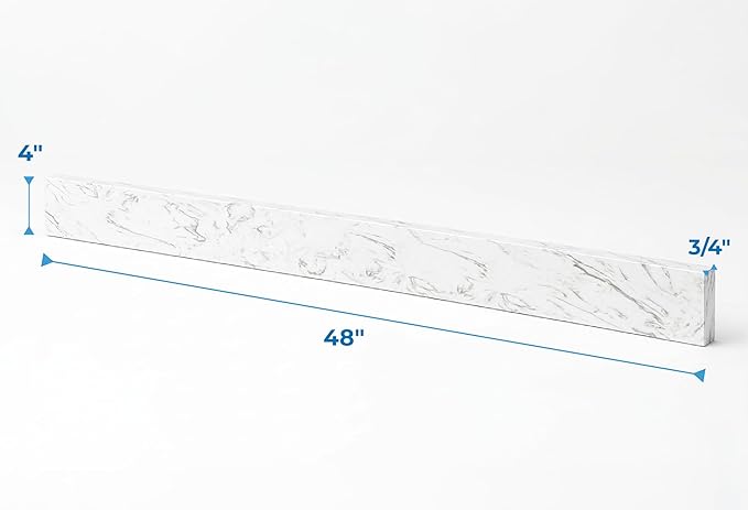 Bathroom Vanity Sink Backsplash/Sidesplash (Engineered Carrara Marble, 4" x 48")