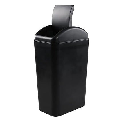 Plastic Waste Bin with Swing Lid, 14 Liter Garbage Can, 1 Pack, 5.2" x 8.2" x 15.7"