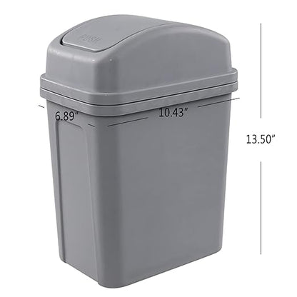 2 Gallon Small Swing Lid Trash Can, Swing-Top Garbage Can, Gray
