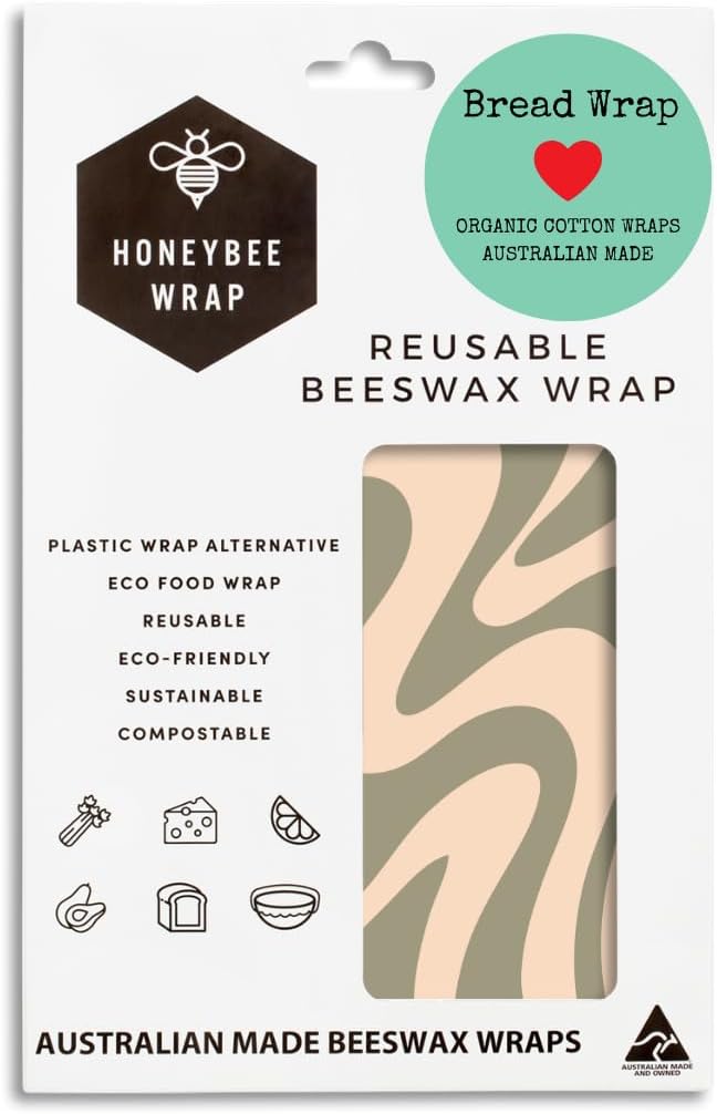 Bread Food Wrap Swirl, 21 x 18 inches, GOTS Certified 100% Organic Cotton. Beeswax, Reusable and Compostable.