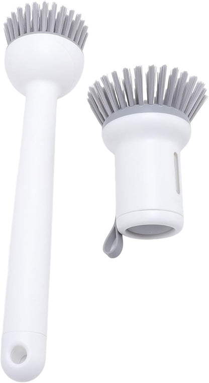ZJchao 2 Pcs Soap Dispensing Handle and Palm Brush Set, Efficient Rotating Head Dish Scrub Brush for Kitchen, High Efficiency Stain Removal, Comfortable Cleaning Experience,