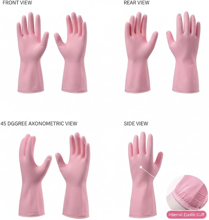 Dishwashing gloves Medium rubber dish gloves for women cleaning 3 Pairs pvc Kitchen Cleaning Glove Reusable