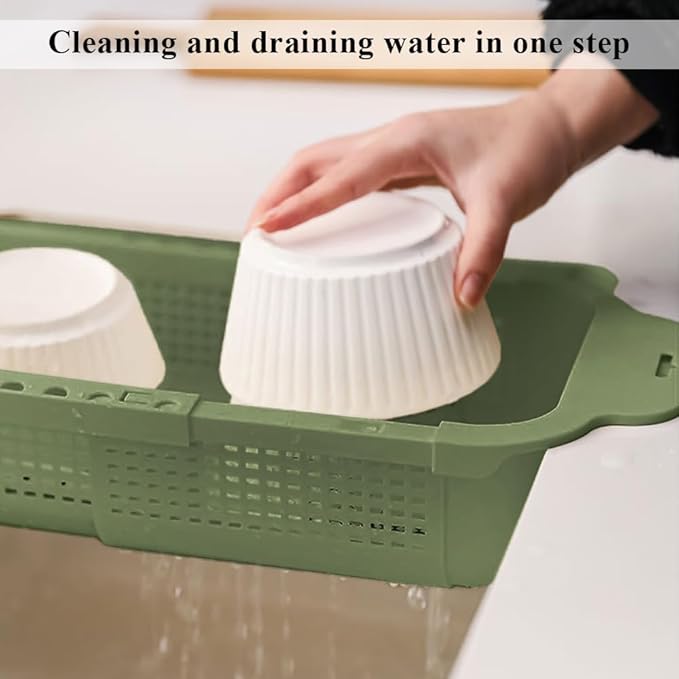 Dish Drying Rack for Kitchen Counter, Retractable Draining Basket in Sink Dish Drainers, Multipurpose Dish Dryer Rack for Inside Sink, Over The Sink Dish Racks for Cleaning & Draining the Water