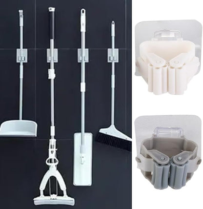 Kopida 6Pcs Mop and Broom Holder Wall Mount Broom Organizer Mop Storage Rack Laundry Room Home Garden Garage Storage and Organization Rack
