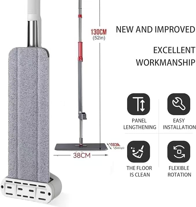 Wet Dry Flat Microfiber Mop for Hardwood Floors, 6 Washable Pads Included, 360° Swivel Mop for Home Kitchen Tile & Laminate Floors