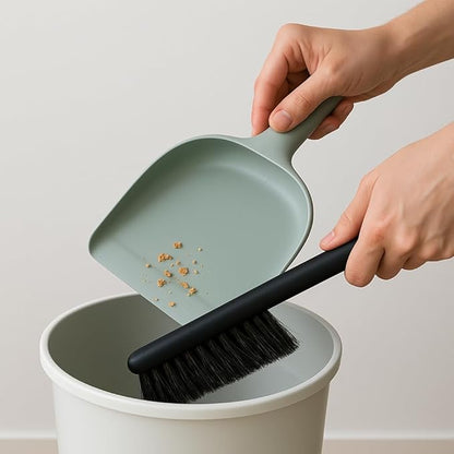 Multi Purpose Hanging Brush and Dustpan Set Sleek Modern Design Compact for Easy Storage (Green)