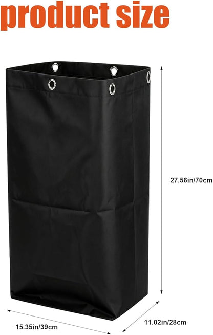 Replacement Janitorial Cleaning Cart Bag: Commercial Products 23 Gallon Industrial Janitorial Vinyl Cart Bag with 6 Brass Grommets - Size 16 x 11 x 27inches (Black)