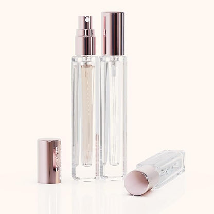 Mini Glass Spray Bottles, 10ml, 6 Pack, Fine Mist Refillable, Portable Travel Perfume Atomizers (Pink)