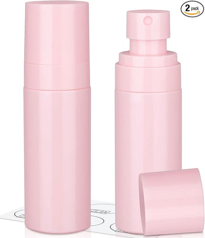 Small Spray Bottle, 2OZ Travel Spray Bottle, Mini Plastic Spray Bottles for Face, with 6pcs Labels (Pink)