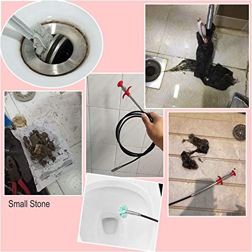 Drain Snake Drain Clog Remover Flexible Grabberable Pick Up Cleaning Tool Reacher Claw Stick, Drain Auger Grab Trash Hairs from Drain,Sink,Bathroom Tub Toilet Hose (24 Inch Drain Snake)
