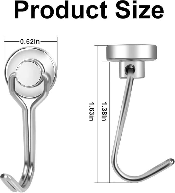 E BAVITE Swivel Swing Magnetic Hooks, 30LBS Powerful Strong Magnetic Hooks Perfect for Refrigerator, Kitchen,Pack of 10 Silver