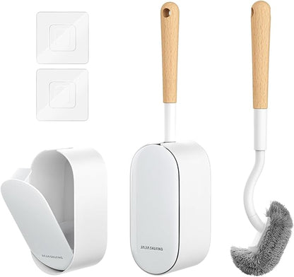 OSCIOSS Bamboo Toilet Brush Set, 2 Pack with Ergonomic Design, Compact Size, Durable Bristles, Wooden Holder for Bathroom Cleaning