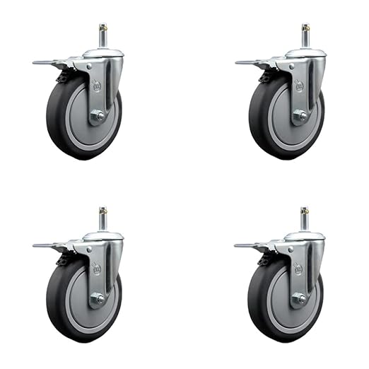 Rubbermaid Mobile Shelf Truck 5 Inch Replacement Caster Set - Fits Rubbermaid Mobile Shelf Truck - 4 Swivel Casters with Total Lock Brakes - Service Caster Brand