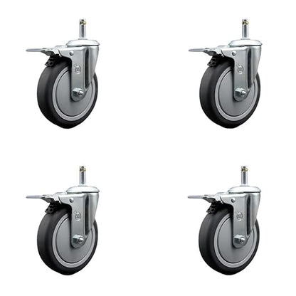 Rubbermaid Mobile Shelf Truck 5 Inch Replacement Caster Set - Fits Rubbermaid Mobile Shelf Truck - 4 Swivel Casters with Total Lock Brakes - Service Caster Brand