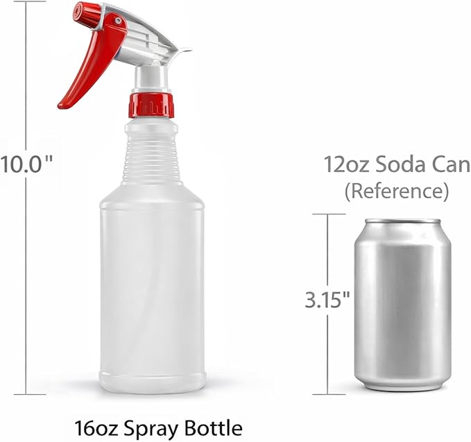 Bar5F Plastic Spray Bottles 2 Pack, 16 Oz, All-Purpose, Empty for Chemical and Cleaning Solutions, Adjustable Head Sprayer Fine to Stream (Pack of 4 (Red))