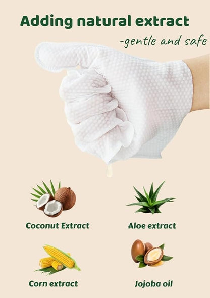 10-Pack Pet Cleaning Glove Wipes with Lid | Extra Thick Dog & Cat Grooming Gloves | Rinse-Free Bath Wipes with Coconut, Aloe, Corn & Jojoba for Odor Control & Daily Care