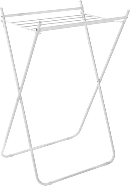 Honey-Can-Do Easy-Fold Collapsible Clothes Drying Rack, Sturdy Metal Laundry Rack Holds 40 lbs, Space-Saving Foldable Towel Rack for Indoor Outdoor Use, Non-Skid Feet, White