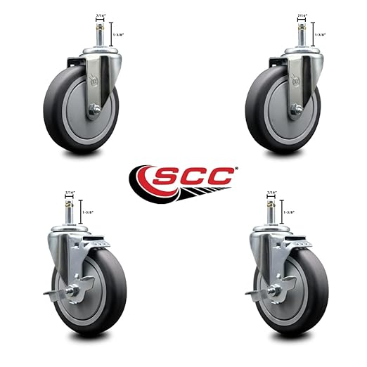 9T36L5 FG9T36L50000 Rubbermaid Mobile Shelf Truck 5'' Replacement Caster Kit, 4PK