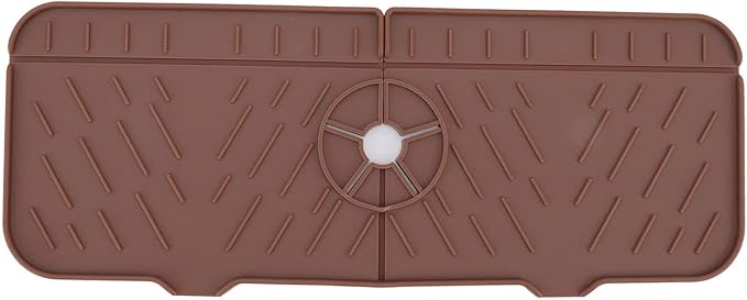 OUKENS Sponge Holder, Brown Silicone Washable Countertop Water Absorbent Faucet Mat for Kitchen Sink, Bathroom, RV, Reusable Splash Guard & Drip Catcher Tray