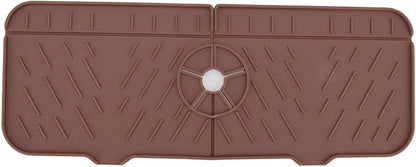 OUKENS Sponge Holder, Brown Silicone Washable Countertop Water Absorbent Faucet Mat for Kitchen Sink, Bathroom, RV, Reusable Splash Guard & Drip Catcher Tray