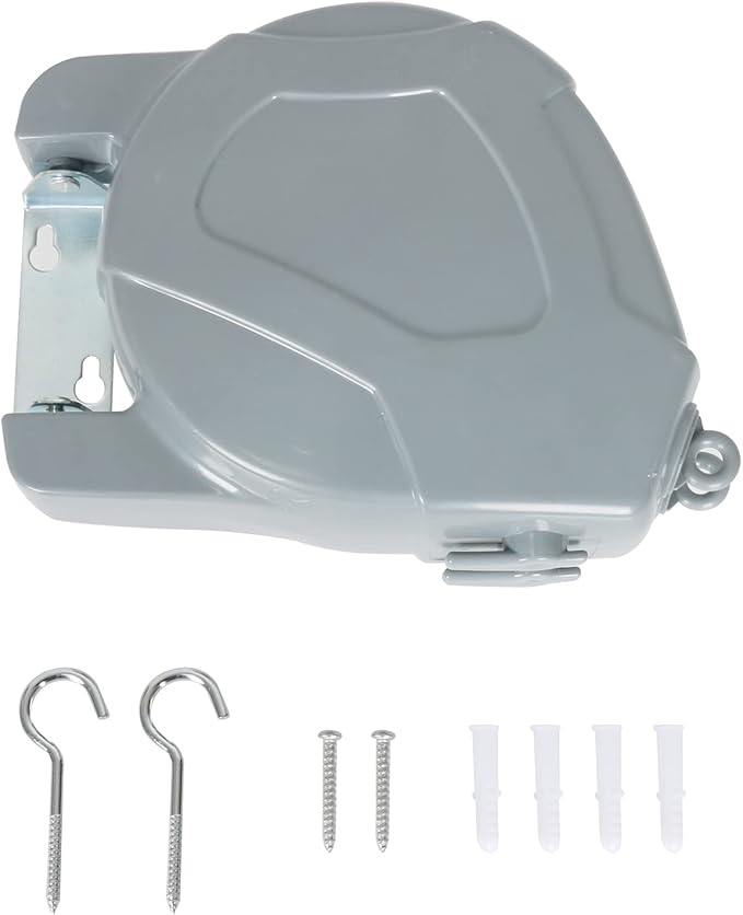 ZOES HOMEWARE Retractable Clothesline Heavy Duty Retracting Clothes Line Outdoor and Indoor with Durable ABS Shell and 2x49 Feet Extruded PVC Line,with Lock to Prevent Sagging
