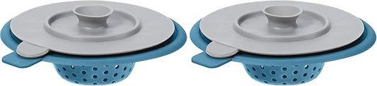 OGGI Silicone Sink Strainer & Stopper Set- Great Kitchen Sink Strainer, Silicone Drain Stopper, Sink Drain Strainer, Sink Plug 4.6˝ Diameter Rim, Turquoise (Pack of 2)