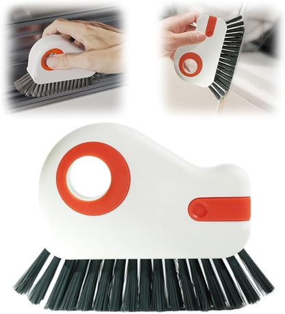 2 in 1 Groove Cleaning Brush Window Track Cleaning Tools, 2024 New Hard Bristle Crevice Cleaning Brush with Hidden Scraper, Shutter Door Window Track Kitchen Cleaning Brushes Kit (1, Orange)