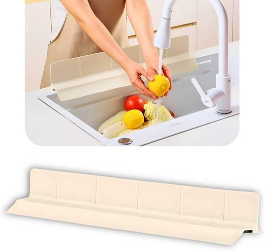 Extra Wide Silicone Sink Splash Guard – Extended Edge for Maximum Coverage, Strong Suction, Mess-Free Dishwashing & Cooking (Pearl White, 30 Inches)