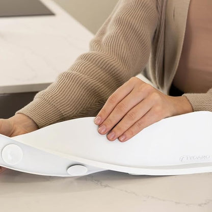 TYOARO Silicone Sink Splash Guard - Water Splash Guard for Kitchen, Island and Bathroom - Secure Non-Slip Suction Cup Base - Dishwasher Safe, White (17.4 x 1.7 x 3.6")