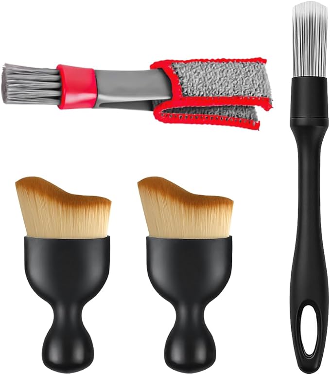 4PCS Car Detailing Brush Kit, Multi-Use Soft No Scratch Vehicle Interior Detail Duster Brush Set, Automotive Dusting Cleaning Kit for Exterior Interior, Universal for Vehicles
