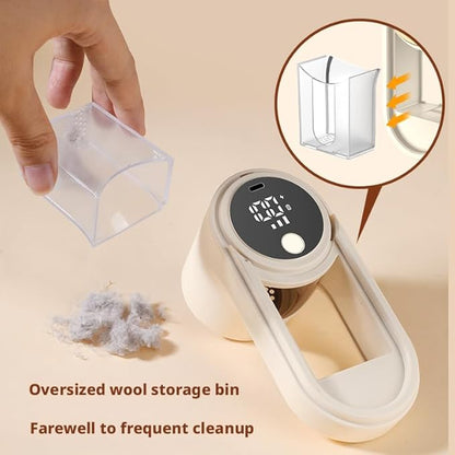 Rechargeable Fabric Shaver, Electric Lint Remover with 3-Speed LED Screen, Portable Fuzz Trimmer for Sweaters, Furniture, Blankets - Safe & Efficient Pilling Remover (Khaki)