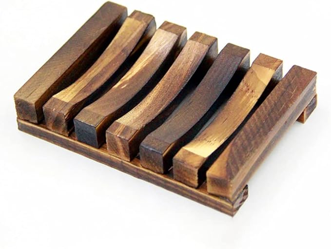 Soap Dish Soap Tray for Bathroom, Eco-Friendly Natural Wooden Soap Dish Biodegradable, Zero Waste, Plastic Free, Charcoal Color,Logs