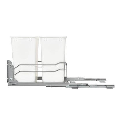 Rev-A-Shelf Double Pullout Trash Cans for Under Kitchen Cabinets 35 Quart 8.75 Gallon with Soft-Close Slides, 14.5" Min Opening, 53WC-1835SCDM-211