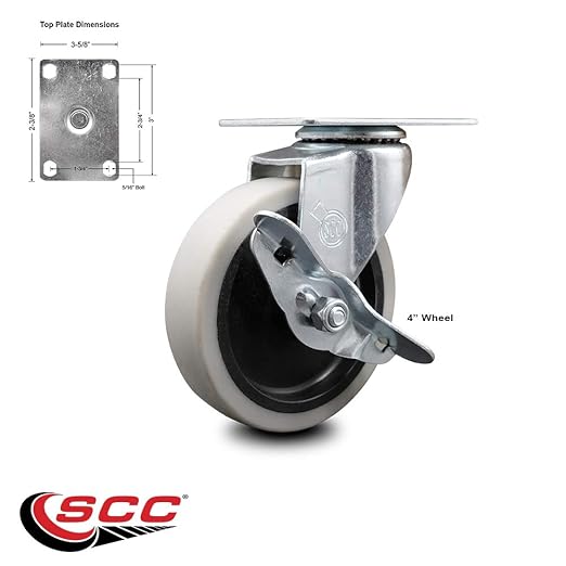 Rubbermaid Mobile Work Center 7734-88 Replacement Swivel Caster with Brake – Fits Rubbermaid Mobile Work Center 7734-88 – Service Caster Brand