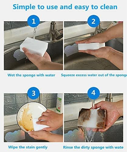 Melamine Sponge,100 Pack Magic Sponges Eraser Foam Cleaning Pads,Multi-Functional Household Cleaning Kitchen Dish Sponge for Furniture,Bathroom,Bathtub, Sink,Floor, Baseboard, Wall Cleaner
