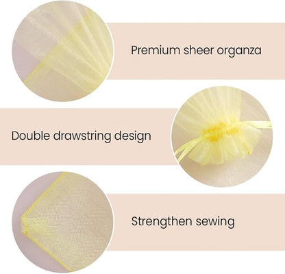 Meowoo 100PCS Organza Bags, 4x6in Small Mesh Bags Drawstring, Mesh Gift Bags Drawstring for Jewelry, Candy, Christmas, Sachets, Festivals, Bathroom Soaps, Makeup Organza, Wrapping Supplies(beige)