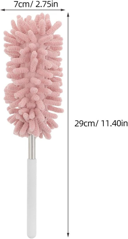 Extendable Dusting Wand with Extendable Pole and Bendable Head, 27-76cm/10.6-30'' Washable Furniture Duster Retractable Duster with Handle for Home Cleaning