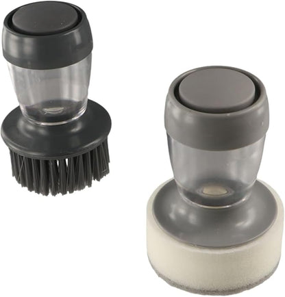 Dish Brush with Soap Dispenser,2PCS Soap Dispensing Brush,Kitchen Scrub Brush,Portable Liquid Adding Pot Washing Brush,Dish Washing Brush