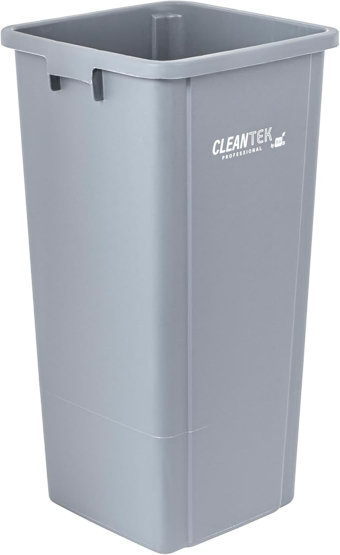 Restaurantware-Clean Tek Professional 23 Gallon Trash Can, 1 Square Waste Basket - Lid Sold Separately, Space Saving, Gray Plastic Garbage Bin, Ideal For Home, Office, Restaurant, And More