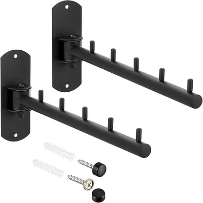 Sumnacon Clothes Rack,2Pcs Stainless Steel Clothes Hanger,Wall Mounted Clothes Rack,Wall Mounted Drying Rack with Swing Arm,Wall Clothes Hanger for Bathroom Laundry Room Closet,Black