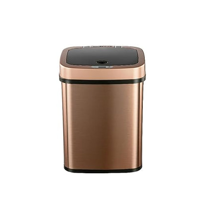 DZT-12-5 12L Stainless Steel Smart Waste Bin with Motion Sensor | Touchless Auto-Open Lid & Soft-Close for Bathroom, Kitchen & Office (Gold)