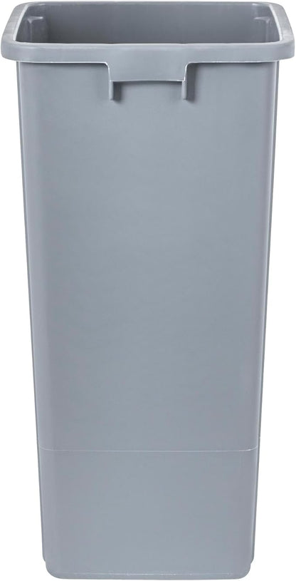 Restaurantware-Clean Tek Professional 23 Gallon Trash Can, 1 Square Waste Basket - Lid Sold Separately, Space Saving, Gray Plastic Garbage Bin, Ideal For Home, Office, Restaurant, And More