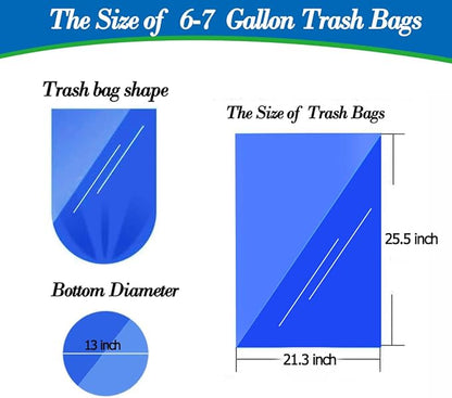 Hommaly 6-7 Gallon 90 pcs Small Clear Trash Bags Strong Clear Garbage Bags, Bathroom Trash Can Bin Liners, Plastic Bags for Office, Fit 6 gallon,7 gallon Waste Basket Liner 5,6,7 Gal(6-7G90-Clear)