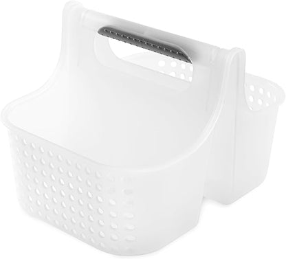 madesmart Portable Shower Caddy, Hold Soap, Shampoo, Hair Supplies and Beauty Products, Cleaning Supplies Organizer for Home, Dorm, Plastic Shower Tote, Soft Handle, Frost