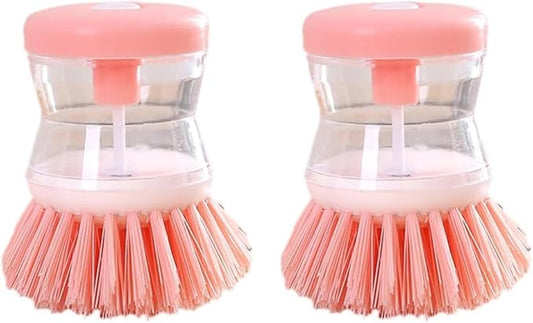 2Pcs Pink Dish Brush with Soap Dispenser,Soap Dispensing Brush, Kitchen Brush,Dish Pot Pan Sink Cleaning, Dish Brush Washing Utensils,Washing Up Liquid Soap Dispenser,Soap Dispensing Dish Brush