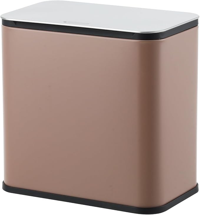 GarveeHome 1.3 gal/5L Countertop Compost Bin with Lid, Hanging Small Trash Can with Odor Control Charcoal Filter ＆ Bucket Under Sink for Kitchen, Hanging/Wall Mounted/Standing Food Waste Bin, Brown