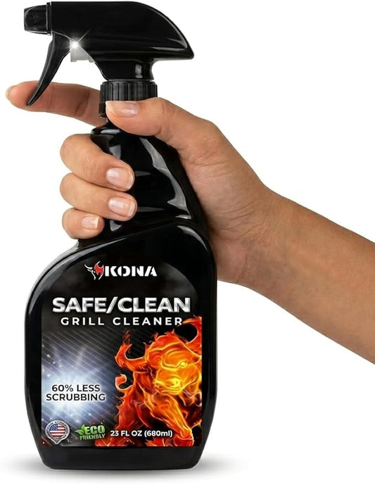 Kona Safe/Clean Grill Cleaner Spray - Now 40% More Cleaning Power, Heavy Duty No-Drip Gel, Eco-Friendly, Food Safe, BBQ Grate Degreaser, Biodegradable, Made in Michigan USA - 23oz