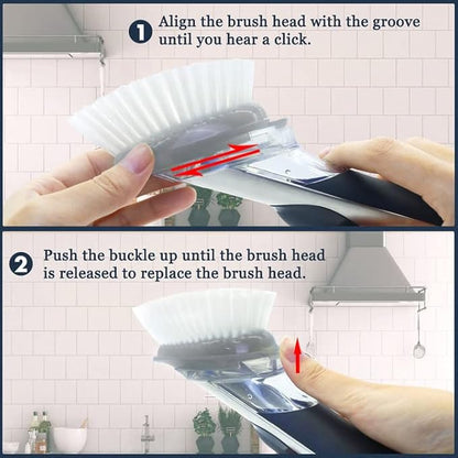 Brush Refills for OXO Dish Brush - 6 Pack Dish Brush Cleaning Soap Dispensing Head Replacement for Scrubber(Grey)
